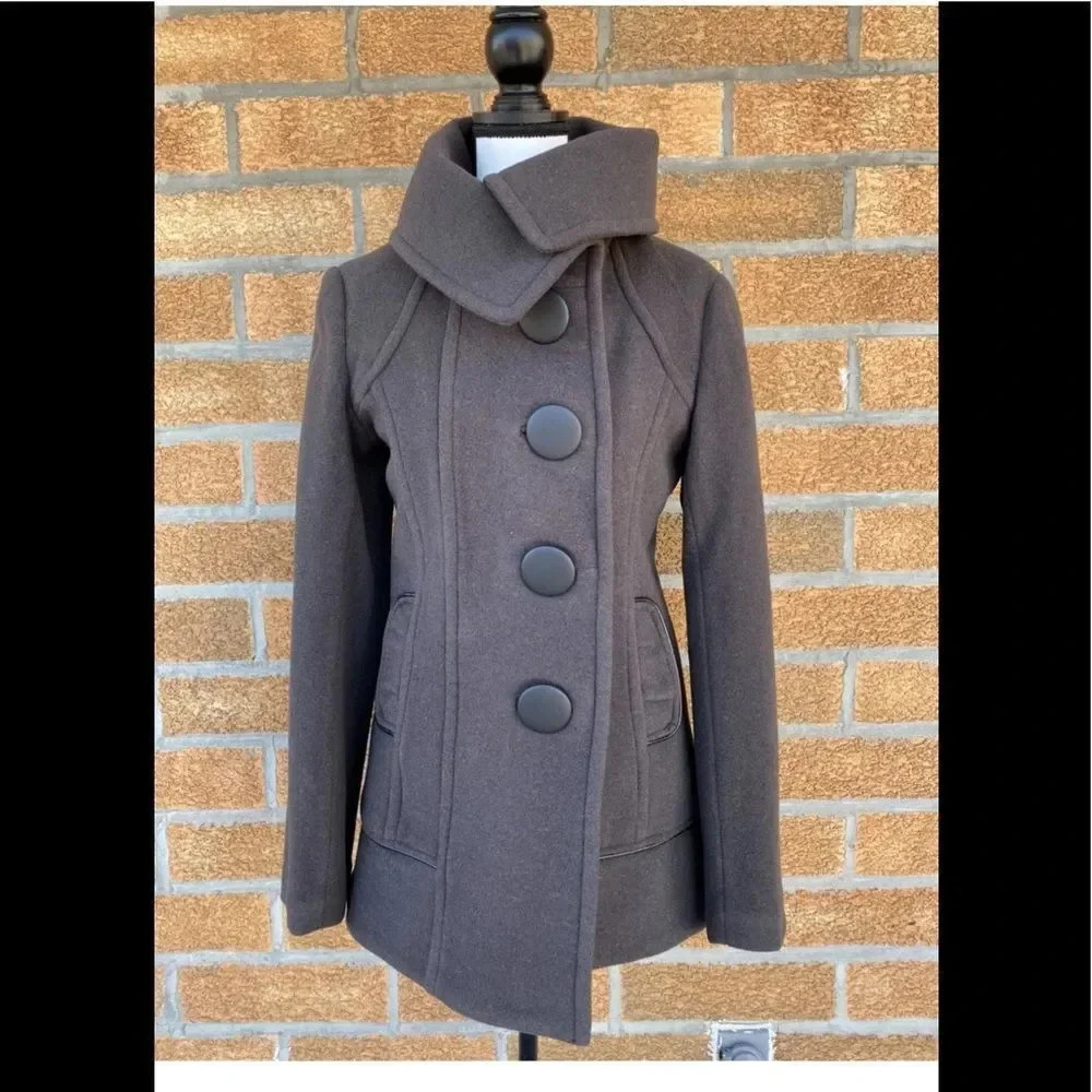 Rudsak wool leather trim coat sz medium